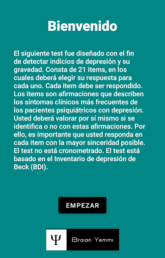 Android application Test de depresión de 3 minutos screenshort