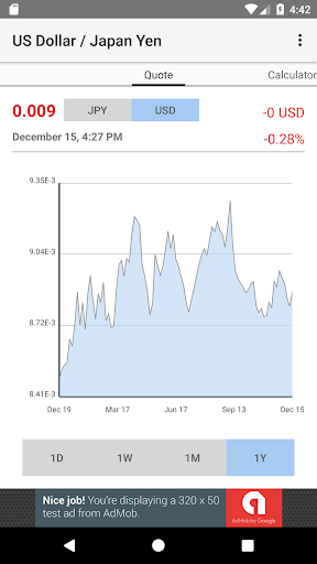 Android application US Dollar / Japan Yen Rate screenshort