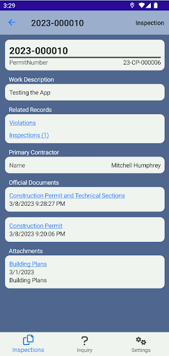 FastTrackGov Inspections Screen 2