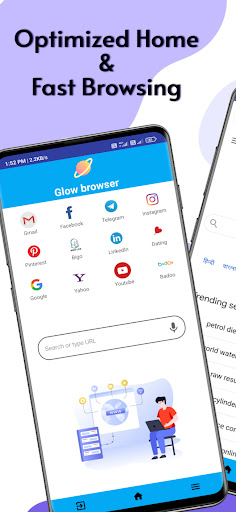 Android application Glow browser screenshort