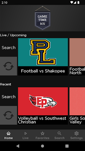 Android application Gametime MN screenshort