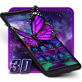 3D purple Galaxy butterfly Launcher Theme icon