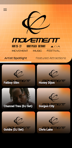 Android application Movement Festival screenshort