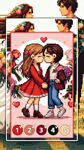 Couple Love Pixel Art coloring