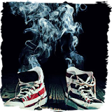 Smoking sneakers live paper icon