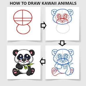 HOW TO DRAW A KAWAII PANDA, STEP BY STEP