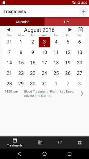 Android application Haemtrack screenshort