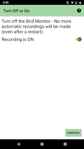 Android application Bird Monitor - Cacophony screenshort