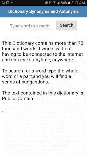 Dictionary Synonyms & Antonyms Screen 2