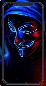 Neon Hacker Mask Wallpaper HD