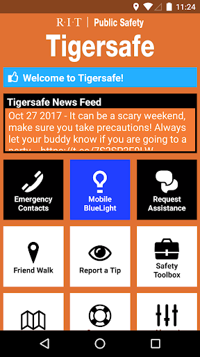 Android application Tigersafe - RIT screenshort