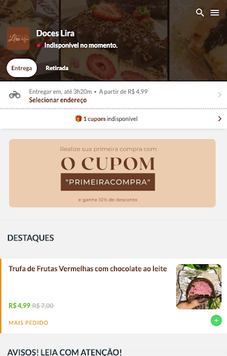 Android application Doces Lira screenshort