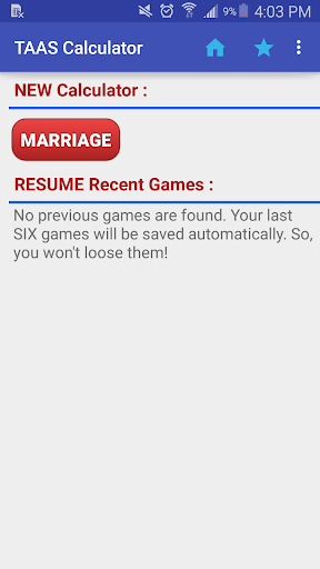 Android application Marriage Taas Calculator screenshort