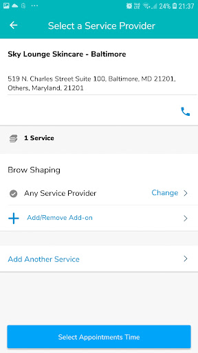 Sky Lounge Skin Care App Screen 3