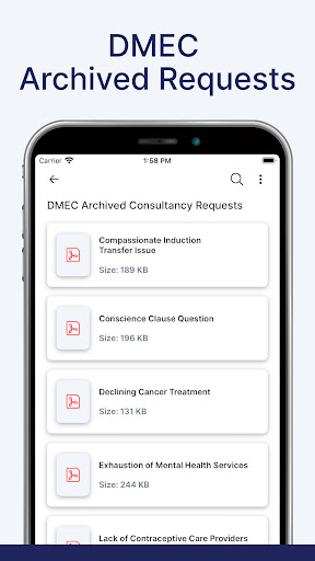 Android application DMEC BioEthics screenshort