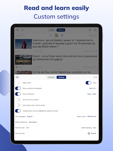 Screenshot of Todaii: Learn French by news