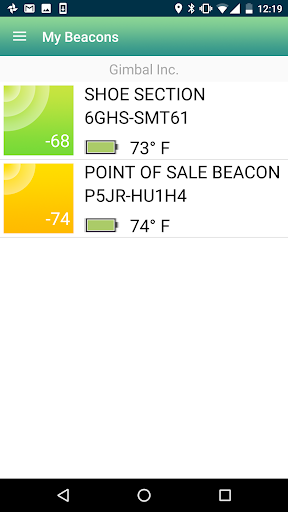 Gimbal Beacon Manager Screen 2