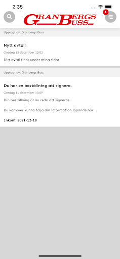 Android application Granbergs Buss screenshort