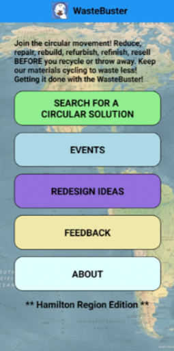 Android application WasteBuster - Hamilton screenshort