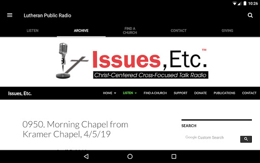 Screenshot of Lutheran Public Radio