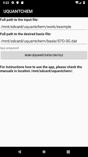 Android application UQUANTCHEM screenshort