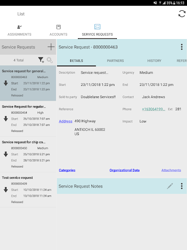 Screenshot of SAP CRM Service Manager