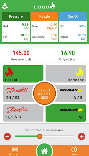 Android application Oil Nozzle Output Calculator screenshort