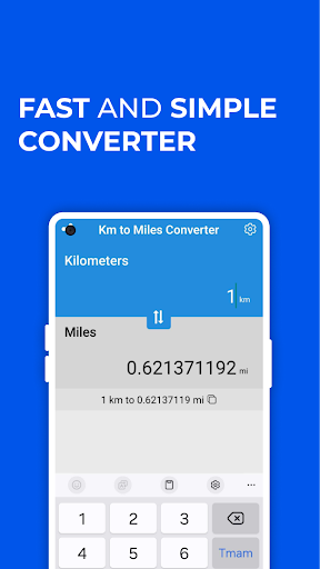 Android application Kilometers to Miles Converter screenshort