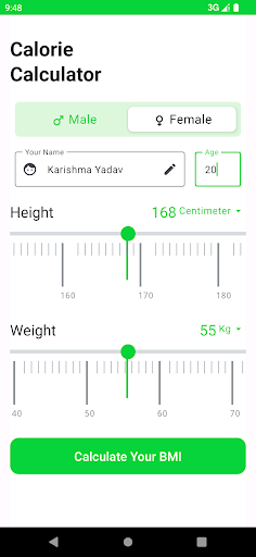 Smart BMI Calculator Screen 2