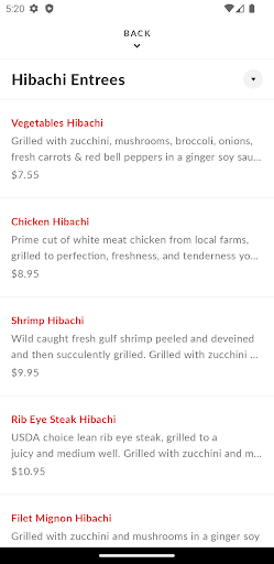 Hibachi Company Screen 3