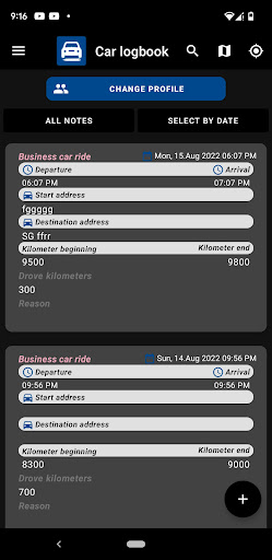 Car logbook App Screen 2
