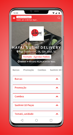 Android application Hayai Sushi Delivery screenshort