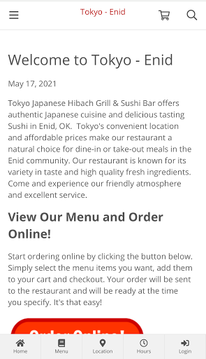 Android application Tokyo - Enid Online Ordering screenshort