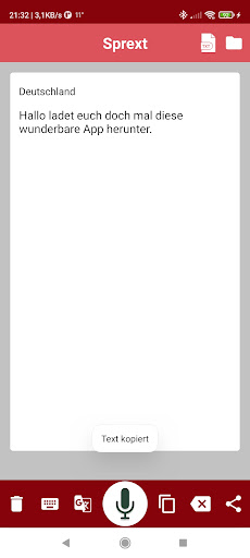 Screenshot of Convert speech to text Sprext