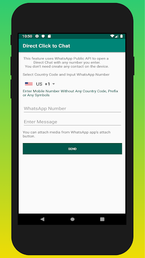 Android application Direct Click to Chat screenshort
