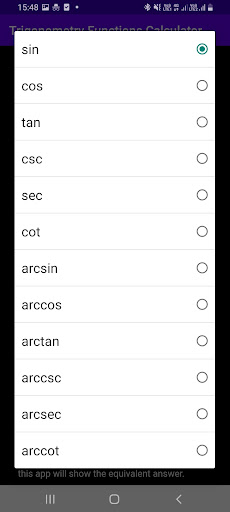 Trigonometry Functions Calc Screen 3