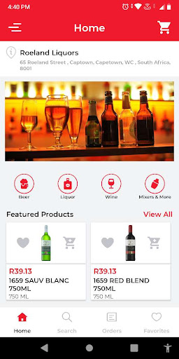 Android application Roeland Liquors screenshort