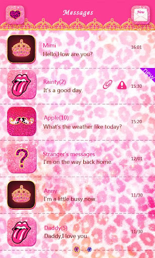 GO SMS PINKY GIRL THEME Screen 2