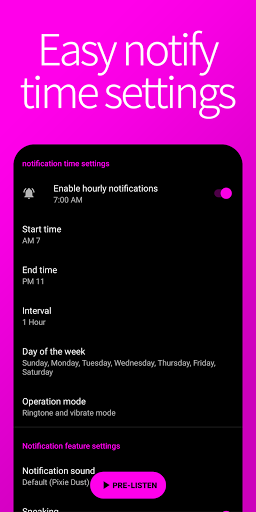 Speaking Clock: Hourly alarm Screen 2