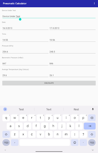Pneumatic Test Calculator