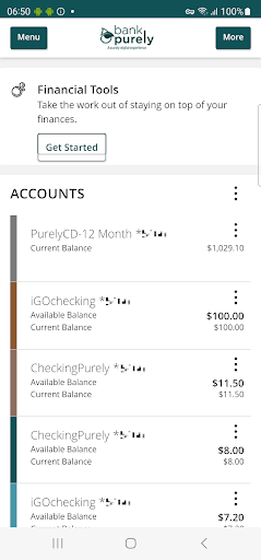 BankPurely Mobile Banking Screen 2