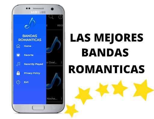 Android application musica de bandas romanticas screenshort