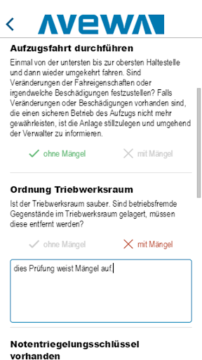 AVEWA Aufzugswärter Screen 3