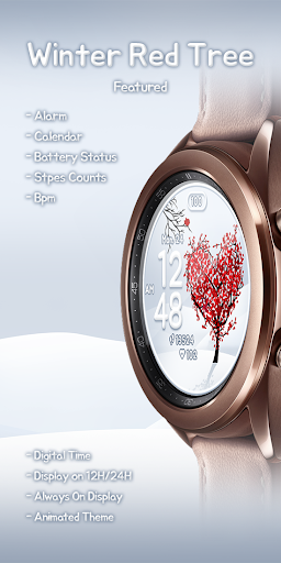 Android application Winter Red Tree_Watchface screenshort