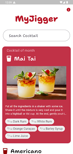 Android application MyJigger - Cocktail Helper screenshort