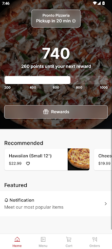 Android application Pronto Pizzeria screenshort
