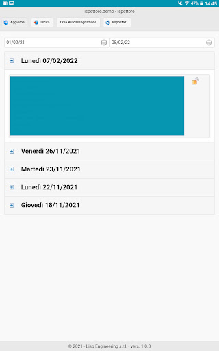 Android application Ispezione Impianti Termici screenshort