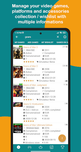 Android application MyGameDB - Game Tracker screenshort