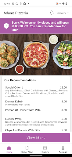 Adams Pizzeria Screen 2