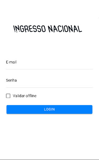 Android application Validação Ingresso Nacional screenshort